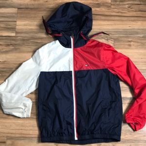 Tommy Hilfiger Vintage blue white and red windbreaker jacket size XS